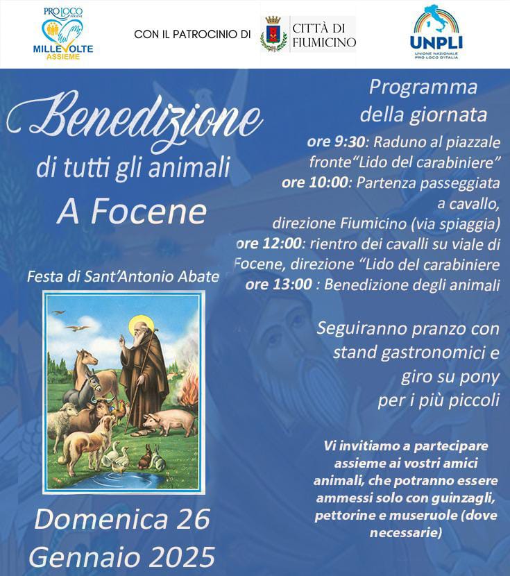 Fiumicino celebra la "Benedizione degli animali" in onore di Sant'Antonio Abate