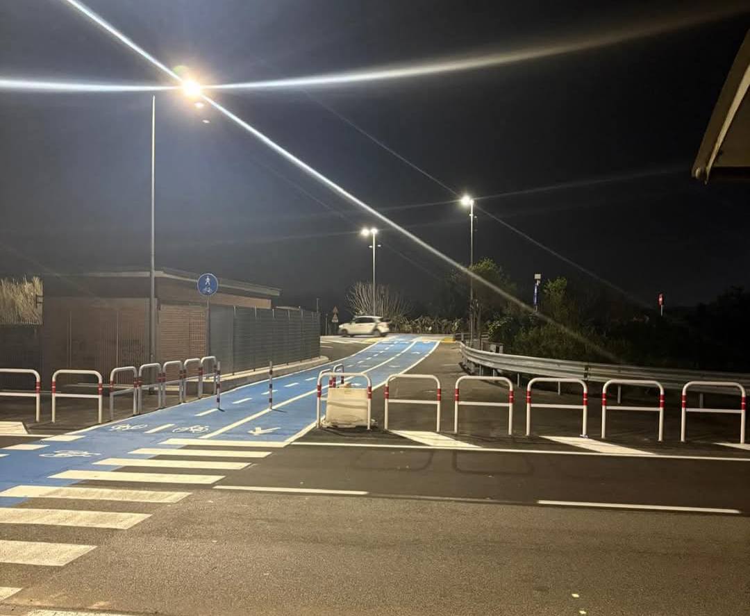 Completato l’impianto d’illuminazione dell'attraversamento ciclopedonale sul corridoio C5