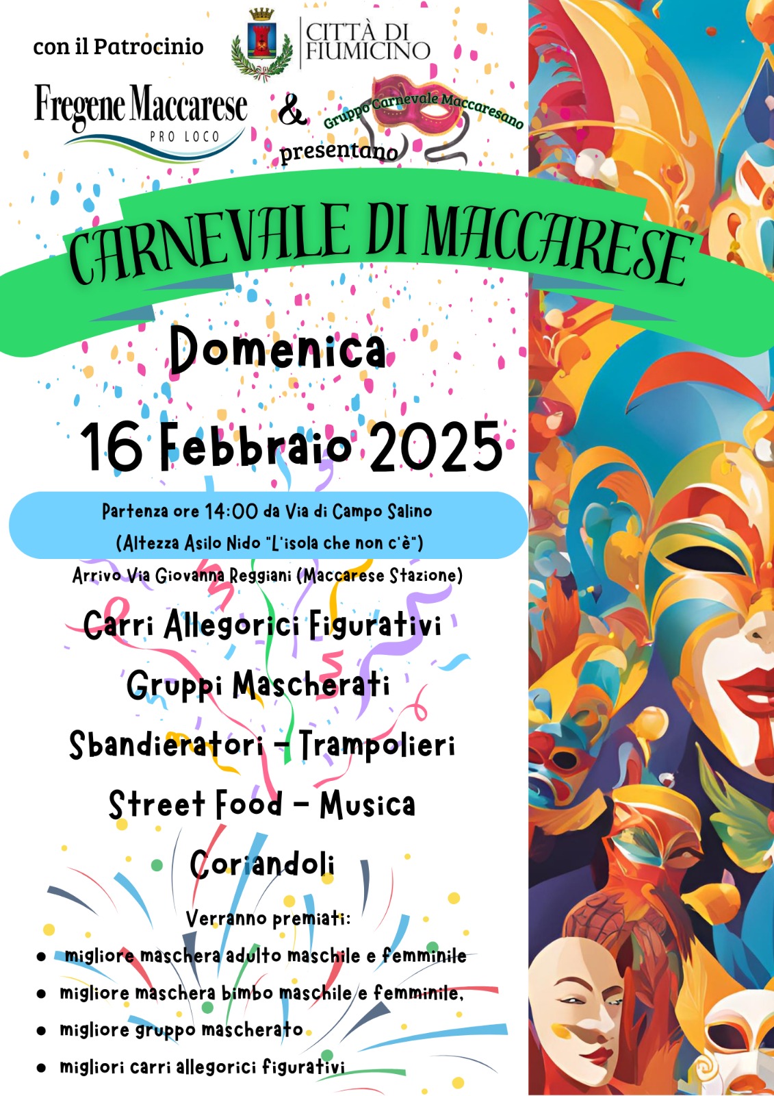 Maccarese festeggia il Carnevale: appuntamento il 16 febbraio