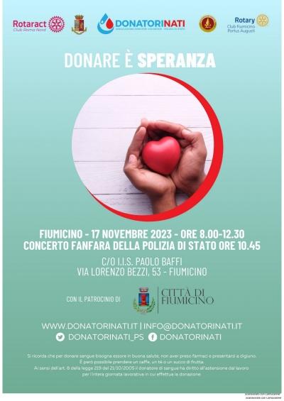 “Donare è speranza” il 17 novembre raccolta straordinaria.