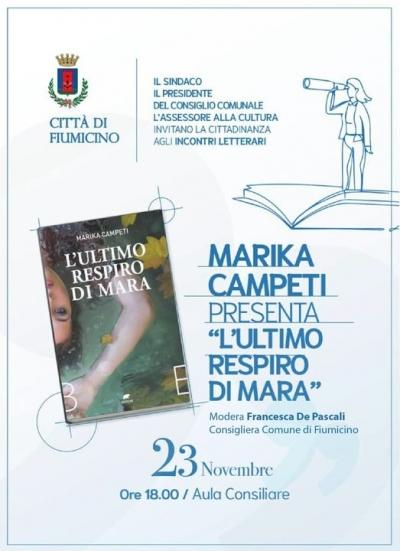 Giovedi 23 novembre a fiumicino, la scrittrice marika campeti