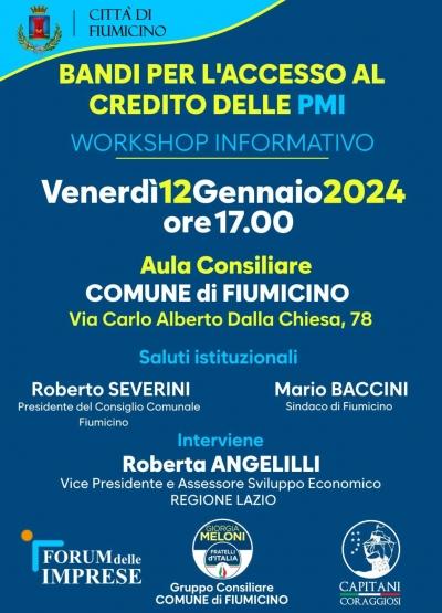 12 gennaio Workshop Informativo a Fiumicino: Focus sui Bandi per l'Accesso al Credito delle PMI