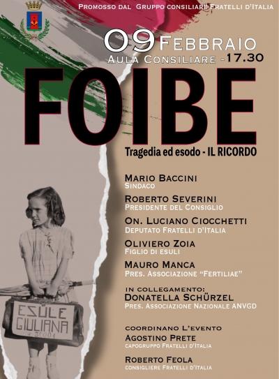 9 febbraio "Tragedia ed esodo" in ricordo delle Foibe