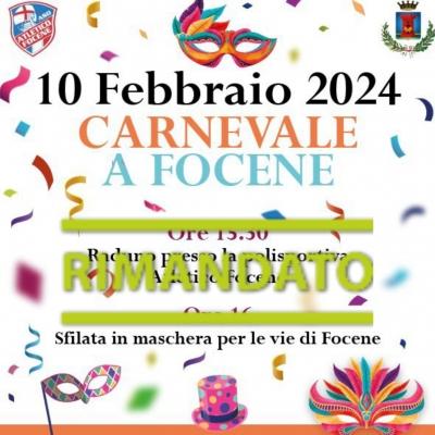 Rimandata a martedì 13/2 la "Seconda edizione del Carnevale di Focene"