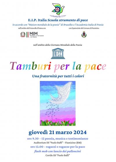 Il  21 marzo "Tamburi per la pace" all'Auditorium Paolo Baffi