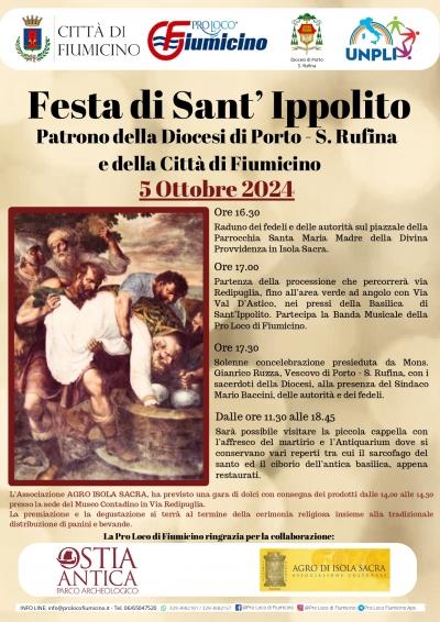 Sabato 5 ottobre  celebrazione di S. Ippolito Martire patrono della Città di Fiumicino