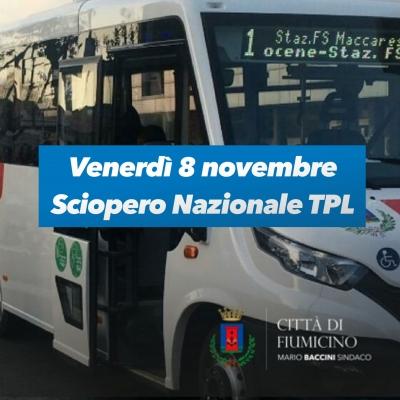 Venerdì 8 novembre 2024 - Sciopero Nazionale del Trasporto Pubblico Locale 