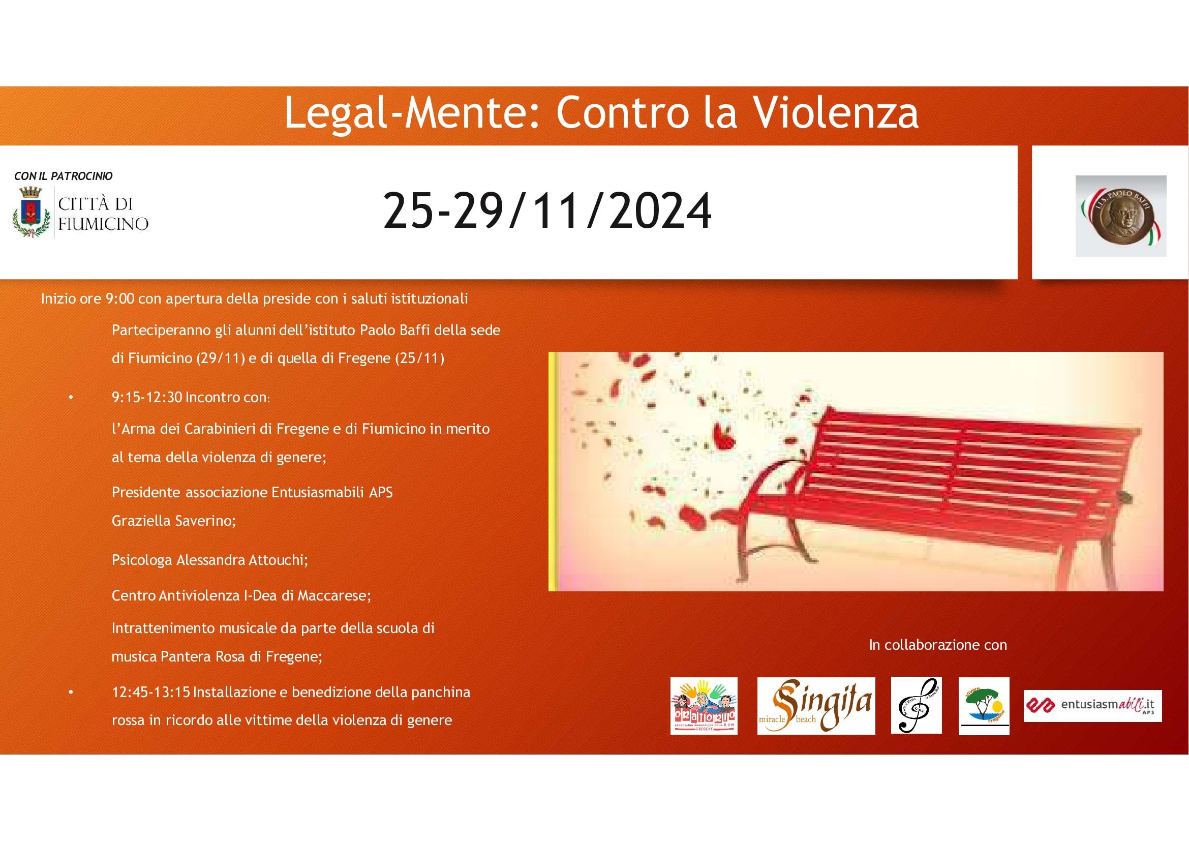 LEGAL-MENTE”: Evento per la "Giornata internazionale contro la violenza di genere"